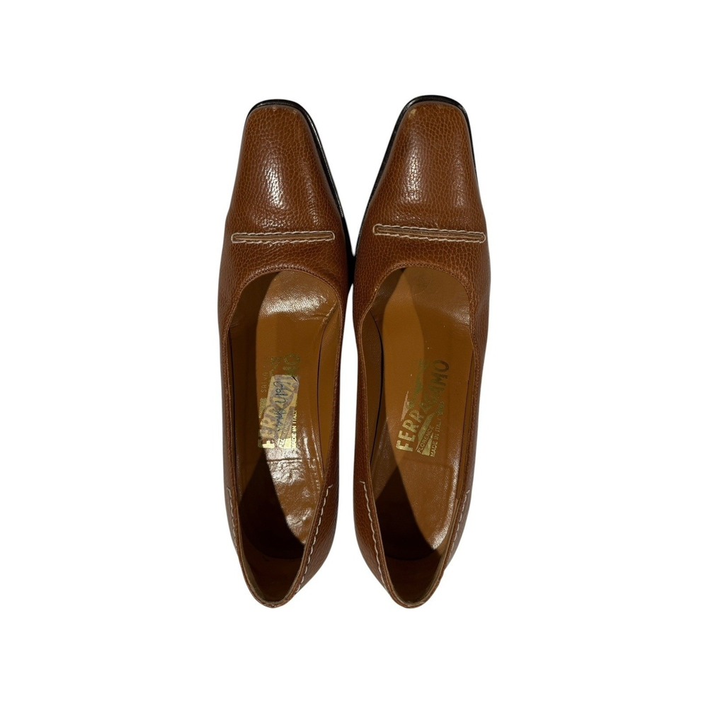 VTG Salvatore ferragamo women Brown Pointed Toe Heel shoes size 7B Made In Italy